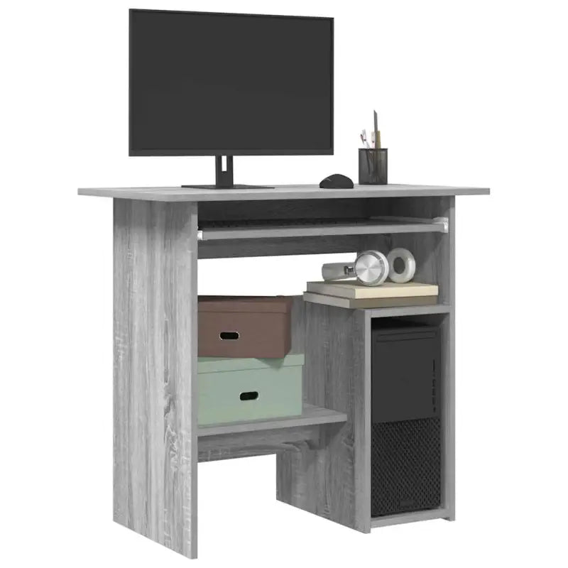 Modern bureau van bewerkt hout met hoogglans wit en makkelijk schoon te maken - Grijs sonoma - Bureaus