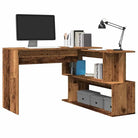 Modern bureaus van bewerkt hout met open vakken en hoogglans wit - Oud hout - Bureaus