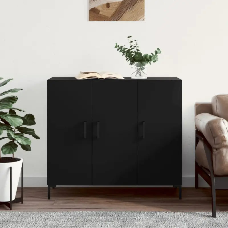 Modern dressoir met bewerkt hout en metalen poten voor een tijdloze uitstraling - Zwart / 1 - Dressoirs & buffetkasten