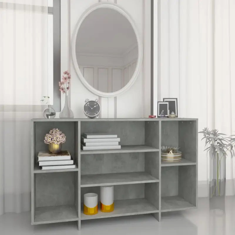 Modern dressoir met bewerkt hout en schappen voor interieurbijwerking - Betongrijs / 1 - Dressoirs & buffetkasten