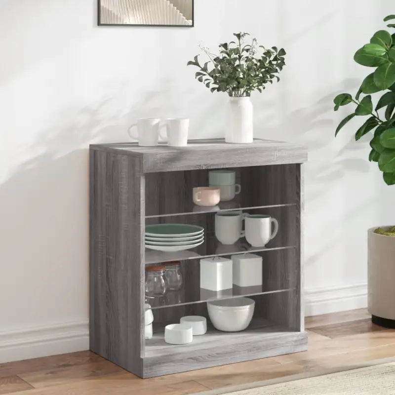 Modern dressoir met LED-verlichting en duurzame houten afwerking - Grijs sonoma / 1 - Dressoirs & buffetkasten