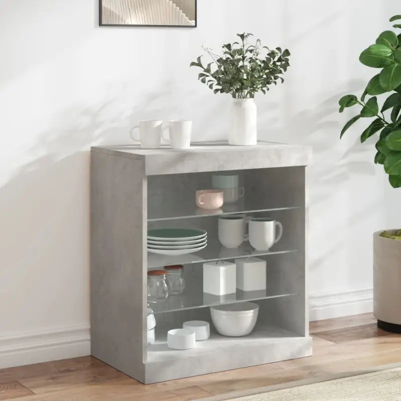 Modern dressoir met LED-verlichting en duurzame houten afwerking - Betongrijs / 1 - Dressoirs & buffetkasten