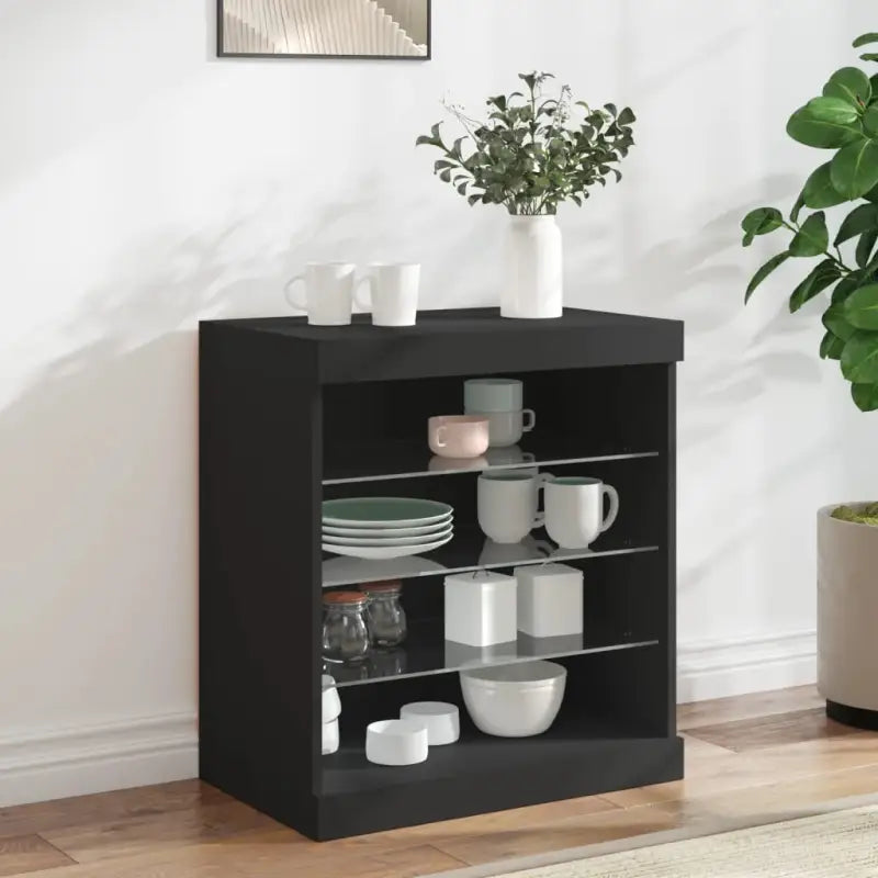 Modern dressoir met LED-verlichting en duurzame houten afwerking - Zwart / 1 - Dressoirs & buffetkasten