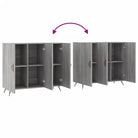 Modern dressoir met metalen poten en bewerkt hout in grijs sonoma - Dressoirs & buffetkasten