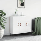 Modern dressoir met metalen poten en bewerkt hout in grijs sonoma - Hoogglans wit / 1 - Dressoirs & buffetkasten