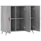 Modern dressoir met metalen poten en bewerkt hout in grijs sonoma - Dressoirs & buffetkasten