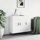 Modern dressoir met metalen poten en bewerkt hout in grijs sonoma - Wit / 1 - Dressoirs & buffetkasten