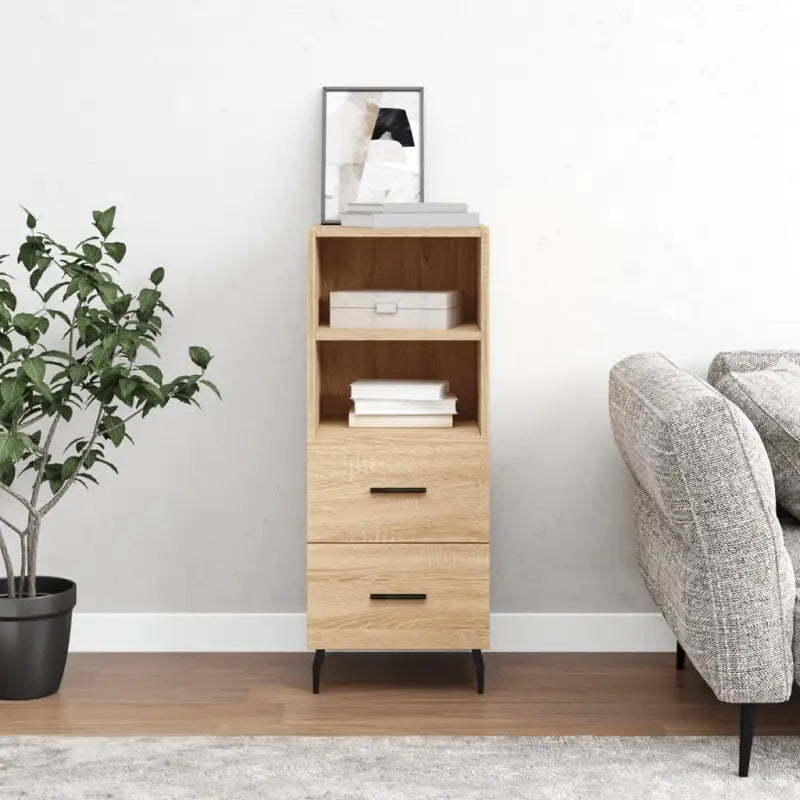 Modern dressoir met metalen poten en bewerkt hout voor een tijdloze uitstraling - Sonoma eiken / 1 - Dressoirs &
