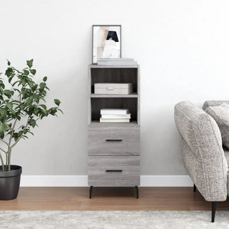 Modern dressoir met metalen poten en bewerkt hout voor een tijdloze uitstraling - Grijs sonoma / 1 - Dressoirs &