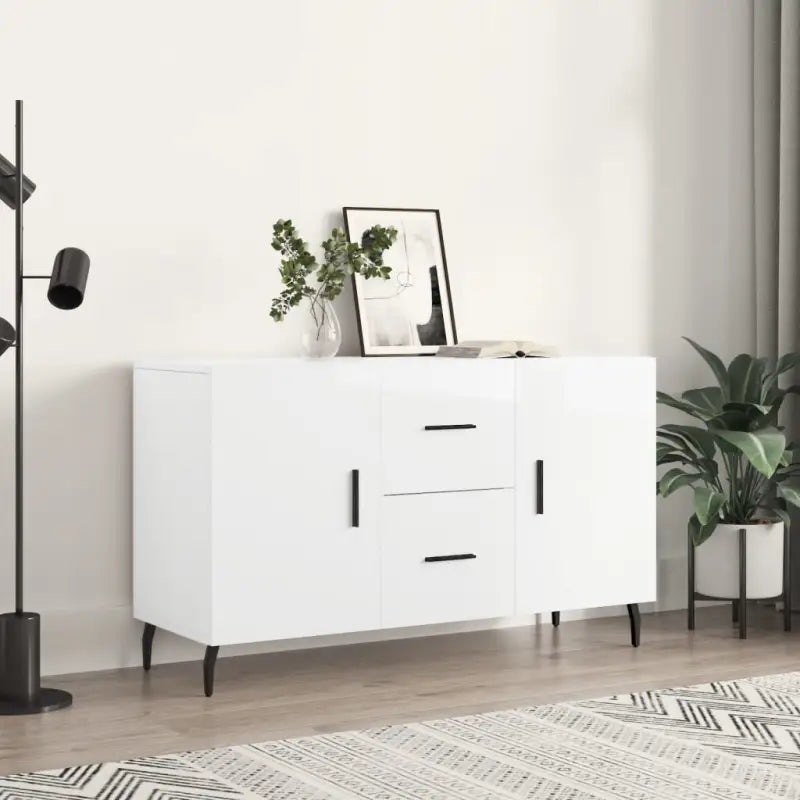Modern dressoir met metalen poten en bewerkt hout voor een tijdloze uitstraling - Hoogglans wit / 1 - Dressoirs &