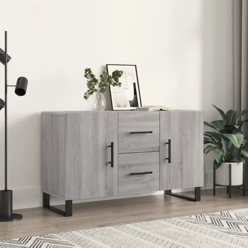 Modern dressoir met metalen poten en bewerkt hout voor een tijdloze uitstraling - Grijs sonoma / 1 - Dressoirs &