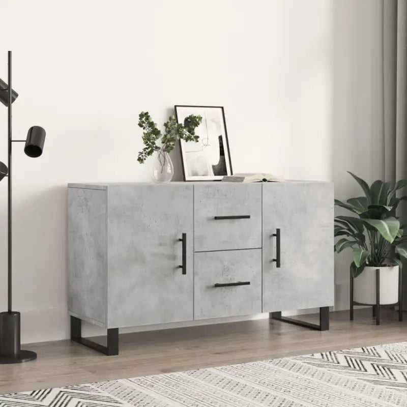 Modern dressoir met metalen poten en bewerkt hout voor een tijdloze uitstraling - Betongrijs / 1 - Dressoirs &