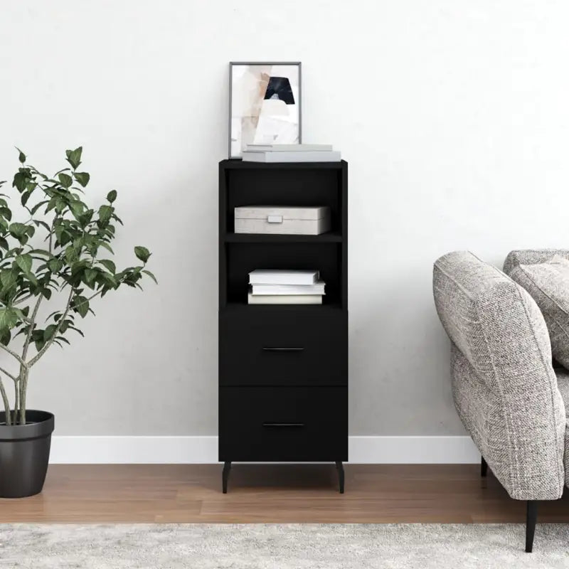 Modern dressoir met metalen poten en bewerkt hout voor een tijdloze uitstraling - Zwart / 1 - Dressoirs & buffetkasten
