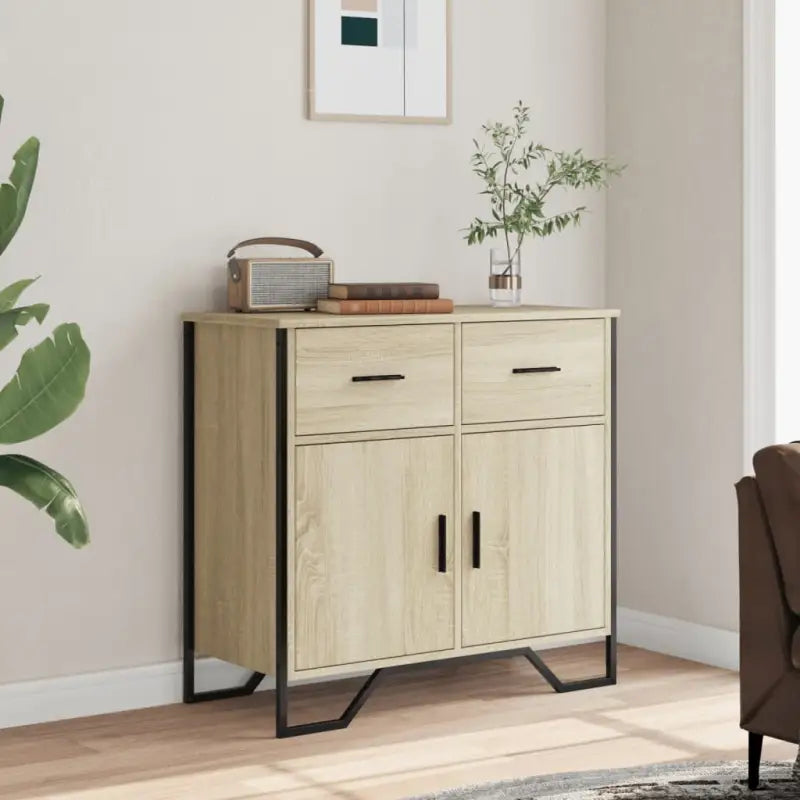 Modern dressoir met metalen poten en bewerkt hout voor een tijdloze uitstraling - Dressoirs & buffetkasten