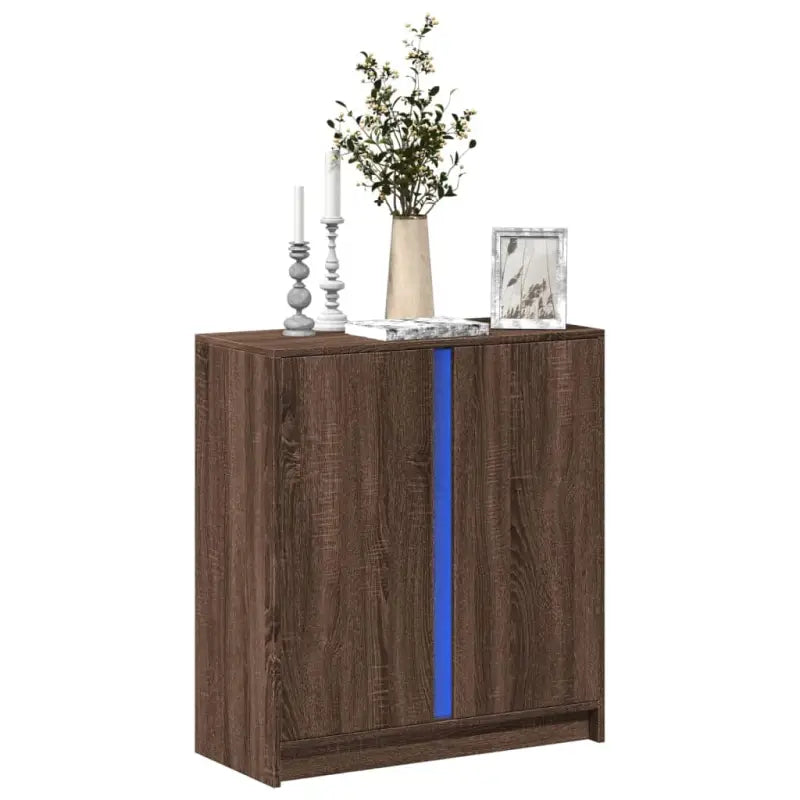 Modern dressoir met rgb led-verlichting en bewerkt hout for een stijlvol interieur - bruin eikenkleur / 1 - Dressoirs &
