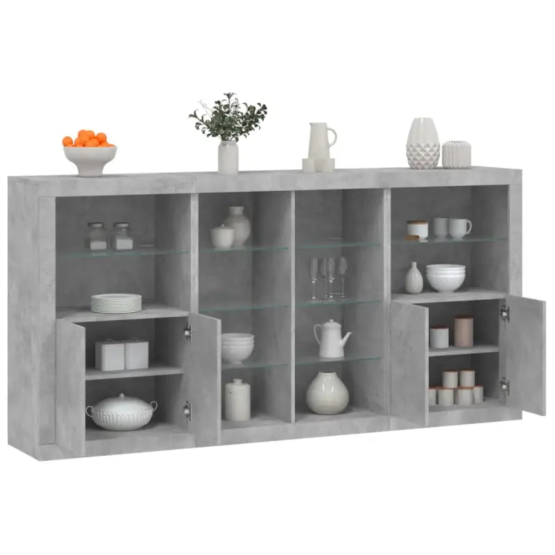 Modern dressoir met rgb led-verlichting en duurzaam bewerkt hout - Betongrijs / 1 - Dressoirs & buffetkasten