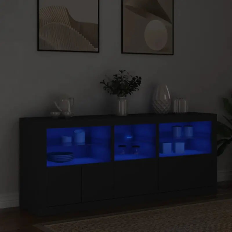 Modern dressoir met RGB LED-verlichting en duurzaam bewerkt hout - Zwart / 1 - Dressoirs & buffetkasten