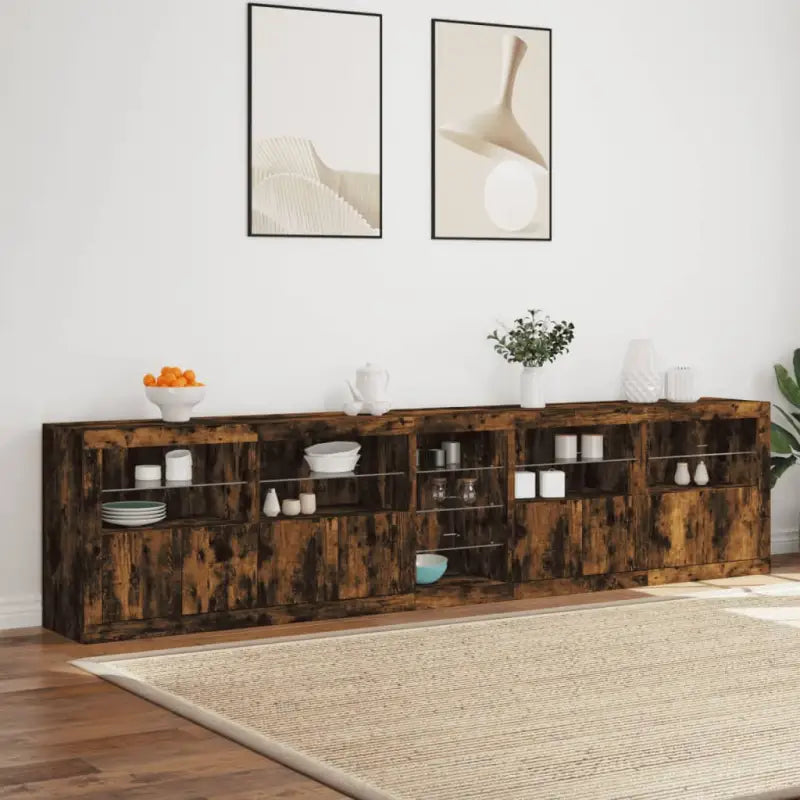 Modern dressoir met RGB LED-verlichting en duurzaam bewerkt hout - Dressoirs & buffetkasten