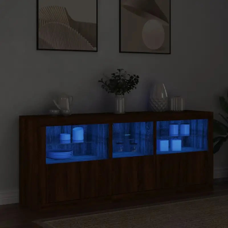 Modern dressoir met RGB LED-verlichting en duurzaam bewerkt hout - bruin eikenkleur / 1 - Dressoirs & buffetkasten