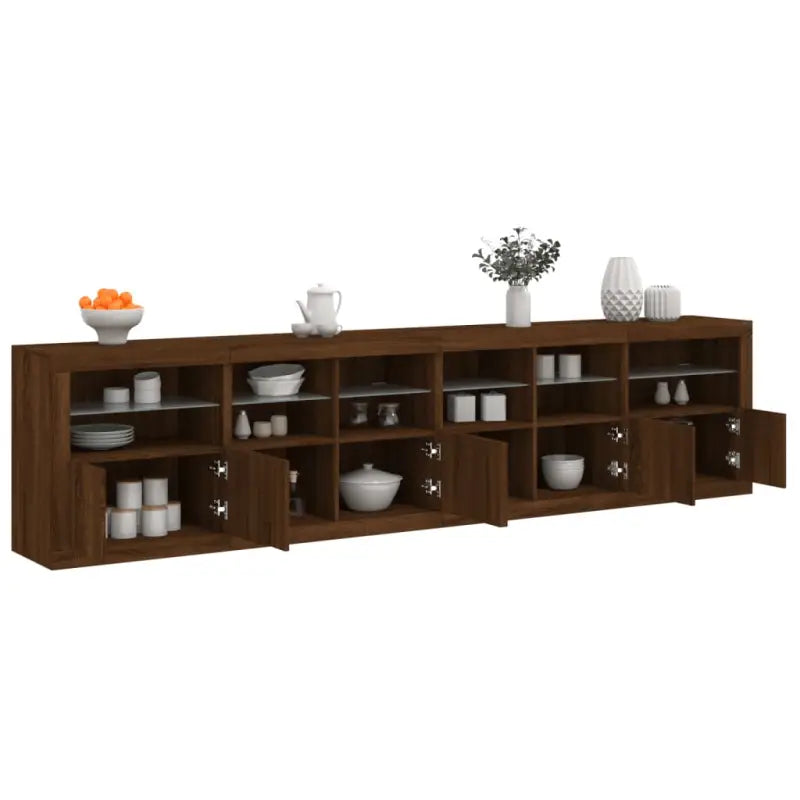 Modern dressoir met rgb led-verlichting en duurzaam bewerkt hout - bruin eikenkleur / 1 - Dressoirs & buffetkasten