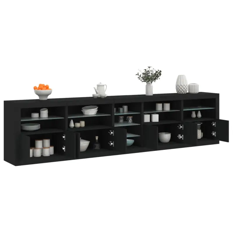 Modern dressoir met RGB LED-verlichting en duurzaam bewerkt hout - Zwart / 1 - Dressoirs & buffetkasten