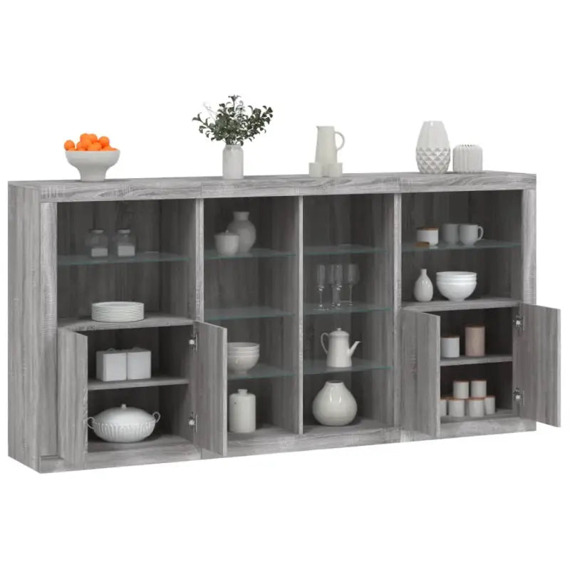 Modern dressoir met rgb led-verlichting en duurzaam bewerkt hout - Grijs sonoma / 1 - Dressoirs & buffetkasten