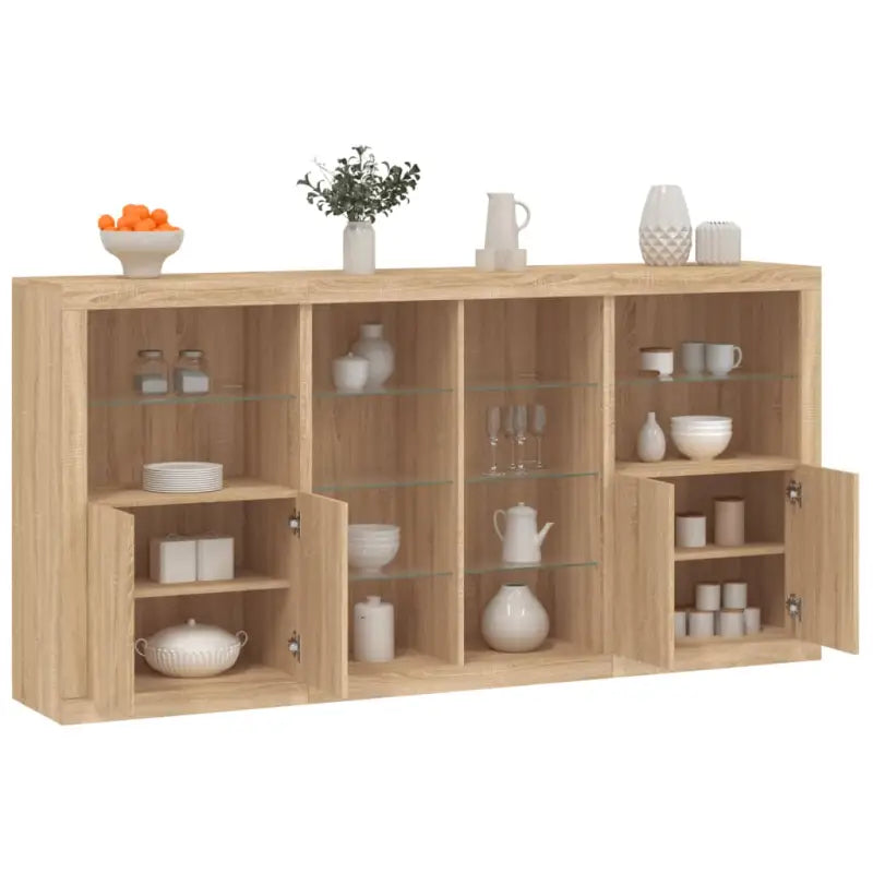 Modern dressoir met rgb led-verlichting en duurzaam bewerkt hout - Sonoma eiken / 1 - Dressoirs & buffetkasten