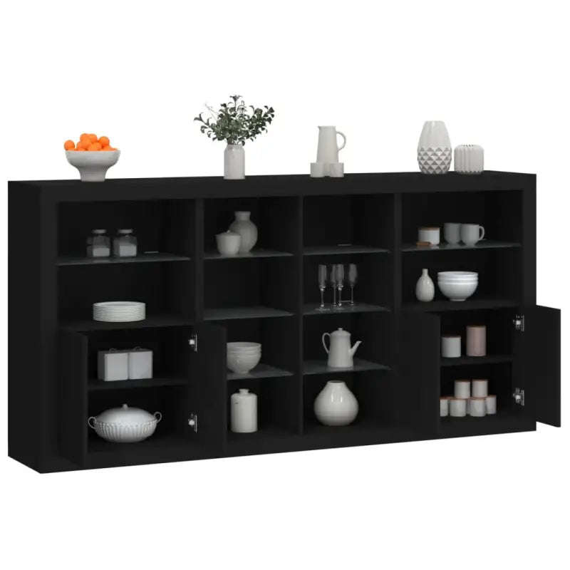 Modern dressoir met rgb led-verlichting en duurzaam bewerkt hout - Zwart / 1 - Dressoirs & buffetkasten