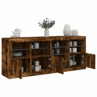 Modern dressoir met rgb led-verlichting en duurzame bewerkte houtoppervlakte - Gerookt eiken / 1 - Dressoirs &