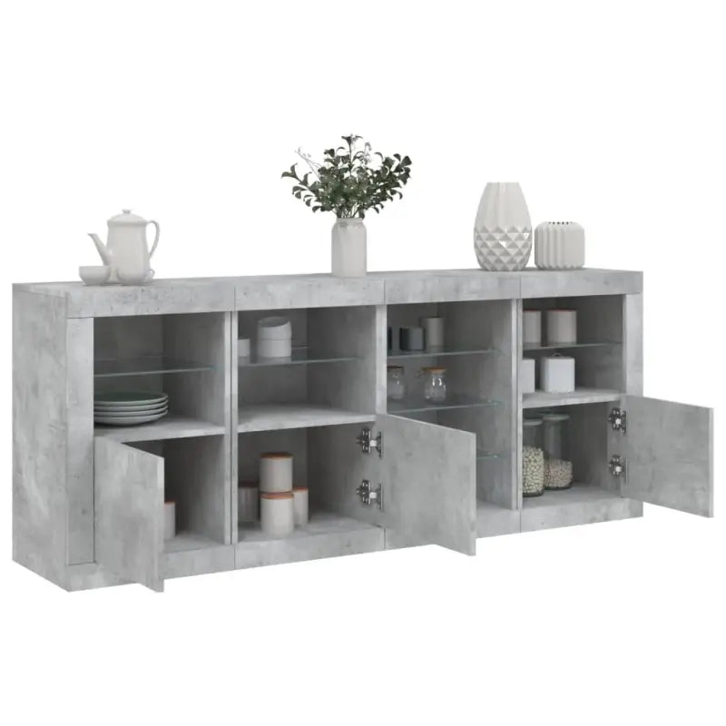 Modern dressoir met rgb led-verlichting en duurzame bewerkte houtoppervlakte - Betongrijs / 1 - Dressoirs & buffetkasten