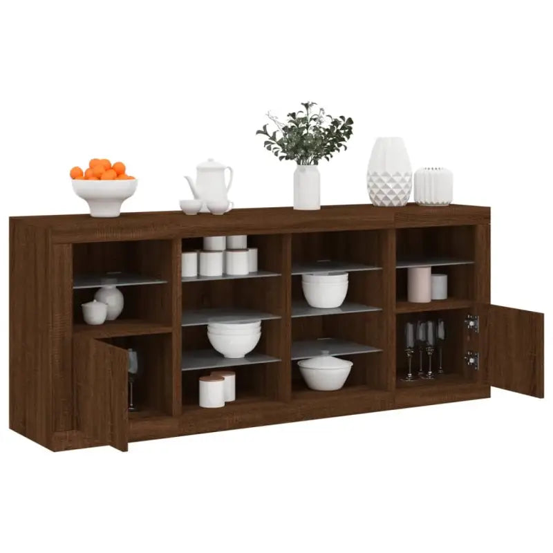 Modern dressoir met rgb led-verlichting en duurzame bewerkte hout afwerking - bruin eikenkleur / 1 - Dressoirs &