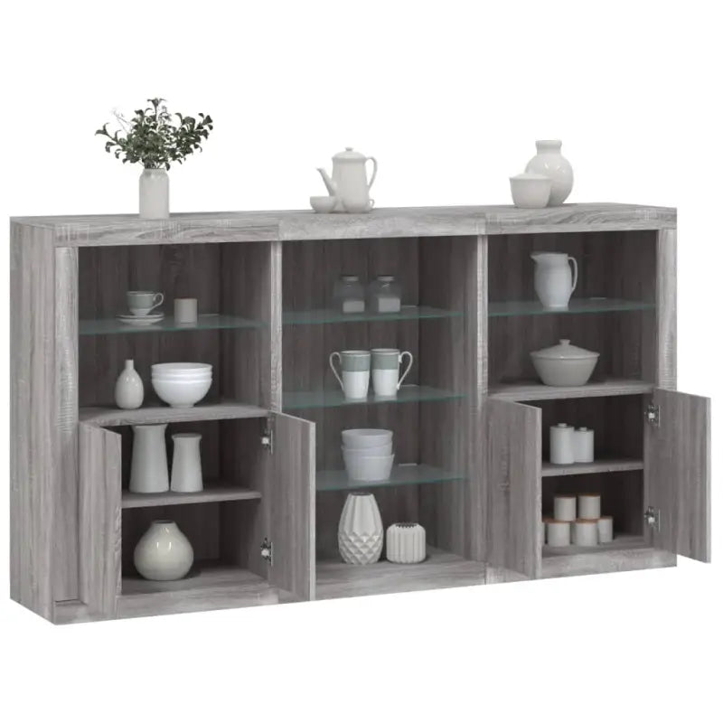 Modern dressoir met RGB LED-verlichting en duurzame houten afwerking - Grijs sonoma / 1 - Dressoirs & buffetkasten