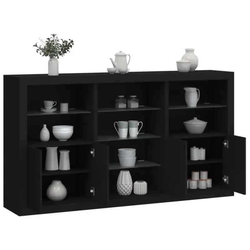 Modern dressoir met RGB LED-verlichting en duurzame houten afwerking - Zwart / 1 - Dressoirs & buffetkasten