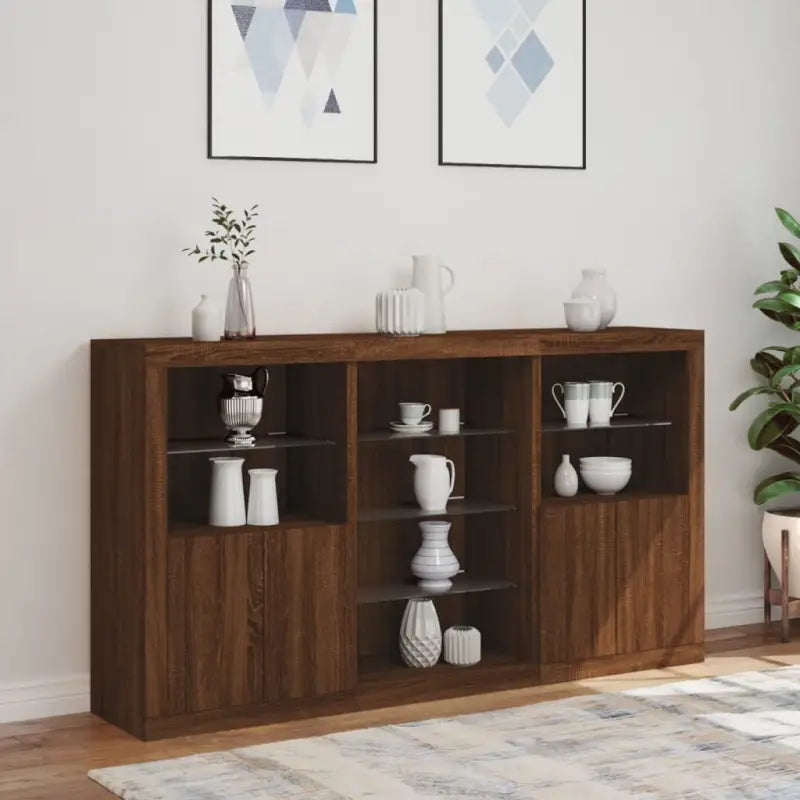 Modern dressoir met RGB LED-verlichting en duurzame houten afwerking - Dressoirs & buffetkasten