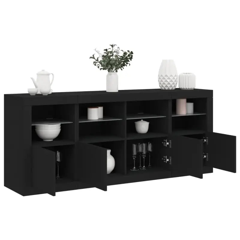 Modern dressoir met rgb led-verlichting en hoogwaardig bewerkt hout - Zwart / 1 - Dressoirs & buffetkasten