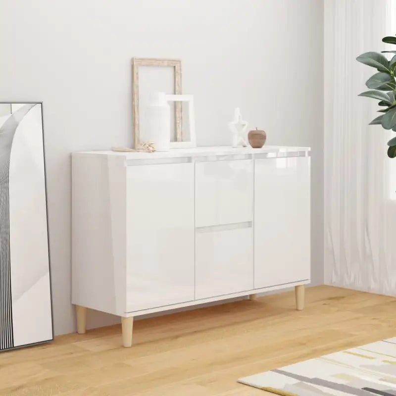 Modern dressoir van bewerkt hout in hoogglans wit stijlvol en stevig - Hoogglans wit / 1 - Dressoirs & buffetkasten
