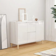 Modern dressoir van bewerkt hout in hoogglans wit stijlvol en stevig - Dressoirs & buffetkasten