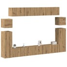 Modern hangende tv-meubelset van bewerkt hout met veel opbergruimte - artisanaal eikenkleurig / 8 / 100 cm - Tv-meubels