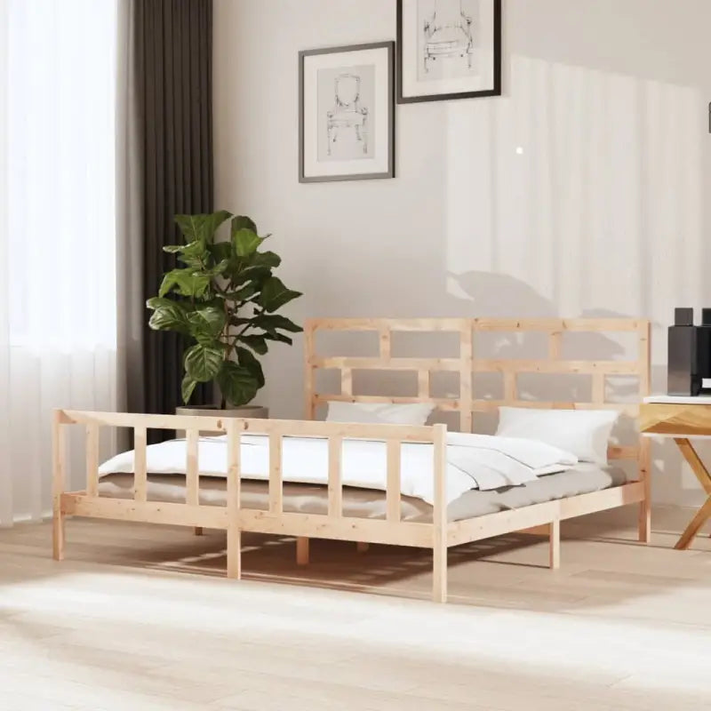 Modern houten bedframe van massief grenenhout met levering bevat - Naturel / 200 x 200 cm - Bedden & bedframes
