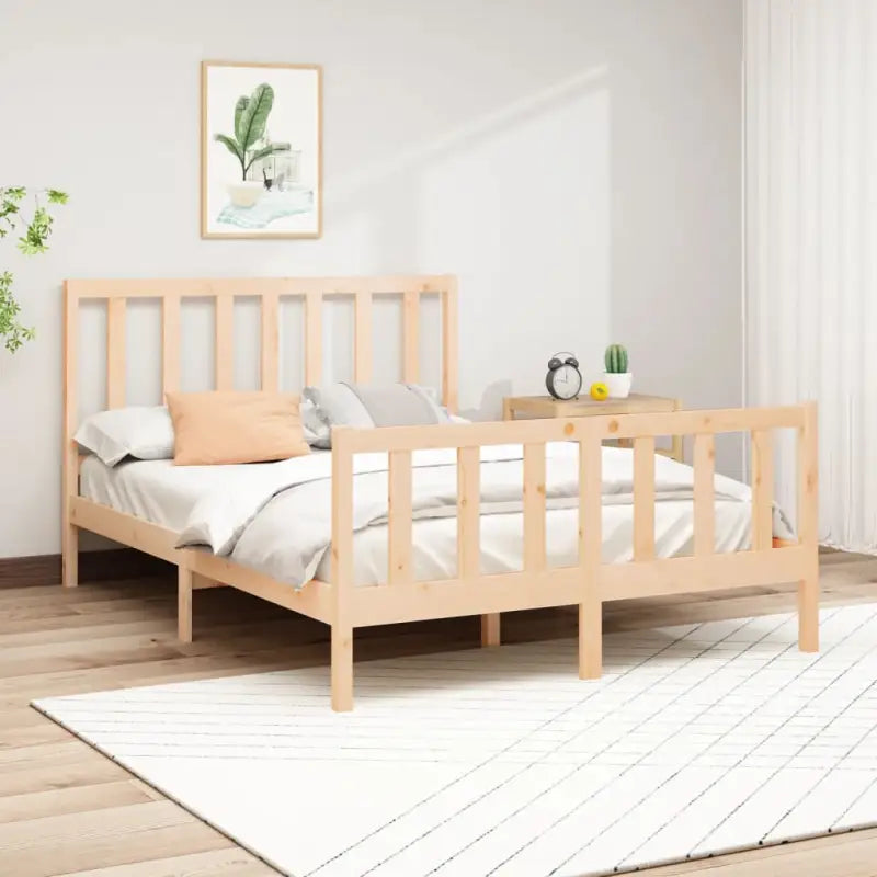 Modern houten bedframe van massief grenenhout met levering bevat - Naturel / 140 x 190 cm - Bedden & bedframes