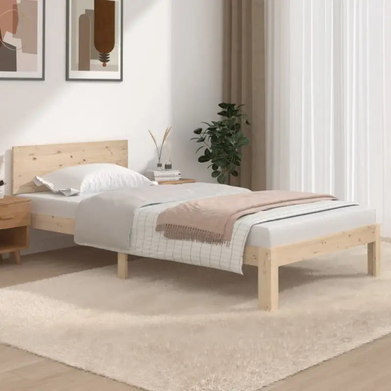 Modern houten bedframe van massief grenenhout met levering bevat - Naturel / 100 x 200 cm - Bedden & bedframes