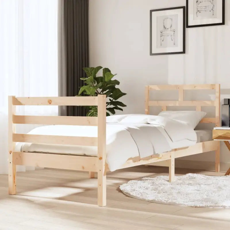 Modern houten bedframe van massief grenenhout met levering bevat - Naturel / 75 x 190 cm - Bedden & bedframes