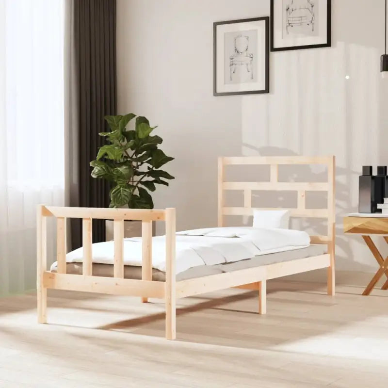 Modern houten bedframe van massief grenenhout met levering bevat - Naturel / 100 x 200 cm - Bedden & bedframes