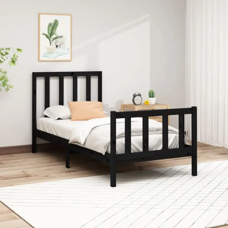 Modern houten bedframe van massief grenenhout met levering bevat - Zwart / 100 x 200 cm - Bedden & bedframes