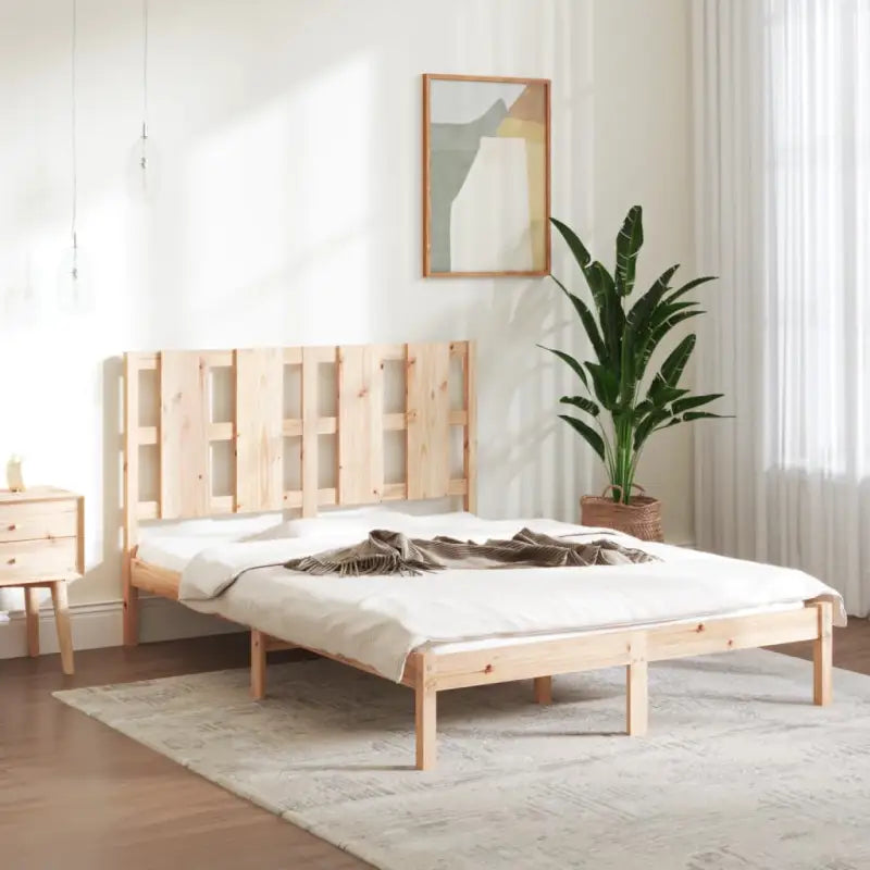 Modern houten bedframe van massief grenenhout met levering bevat - Naturel / 135 x 190 cm - Bedden & bedframes