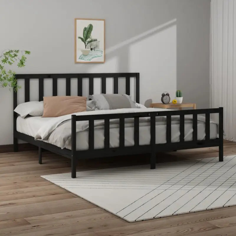 Modern houten bedframe van massief grenenhout met levering bevat - Zwart / 200 x 200 cm - Bedden & bedframes