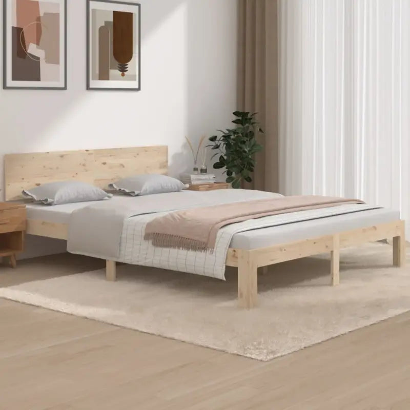 Modern houten bedframe van massief grenenhout met levering bevat - Naturel / 150 x 200 cm - Bedden & bedframes