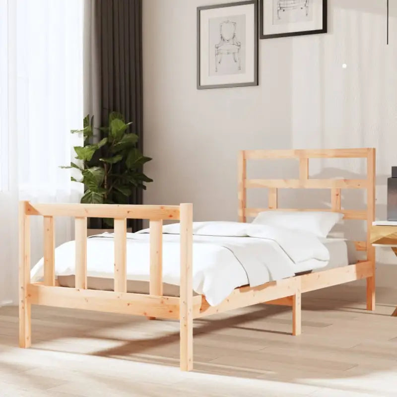 Modern houten bedframe van massief grenenhout met levering bevat - Naturel / 90 x 200 cm - Bedden & bedframes