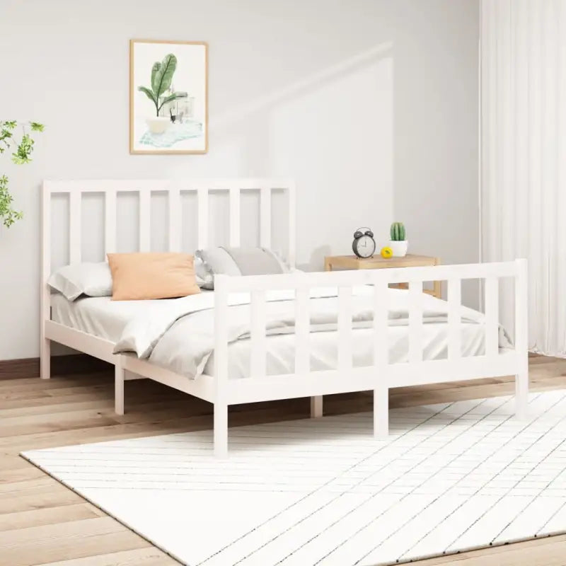 Modern houten bedframe van massief grenenhout met levering bevat - Wit / 140 x 200 cm - Bedden & bedframes