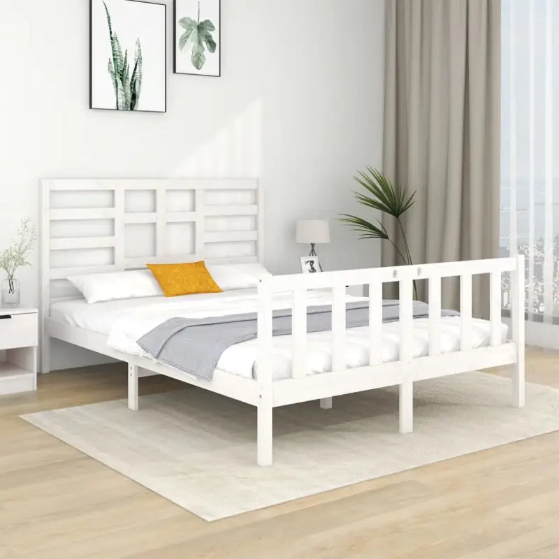 Modern houten bedframe van massief grenenhout met levering bevat - Wit / 140 x 190 cm - Bedden & bedframes